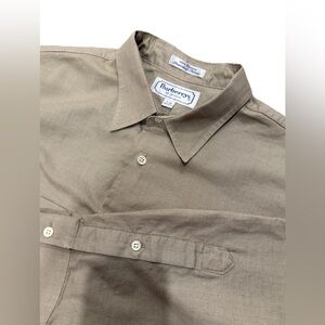 Burberry Long Sleeve 100% Cotton Tan Button Up Shirt, Men’s 17-35, Vintage